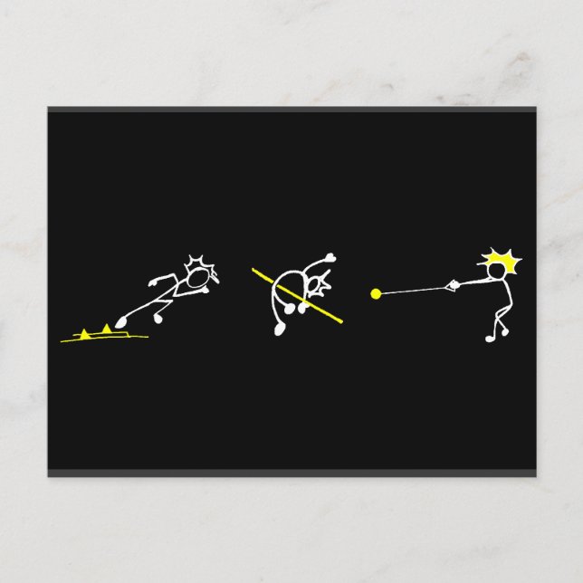 Carte Postale Exécuter Jump Throw Stickman Track & Field Athleti (Devant)