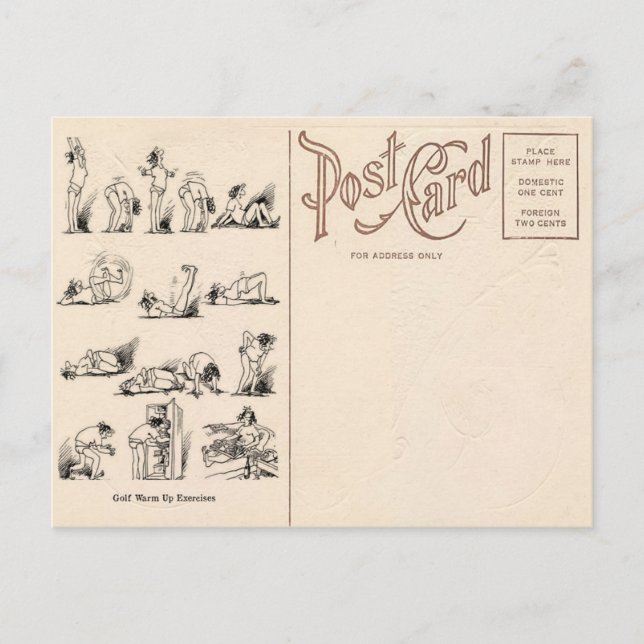 Carte postale Exercices de golf vintages (Devant)