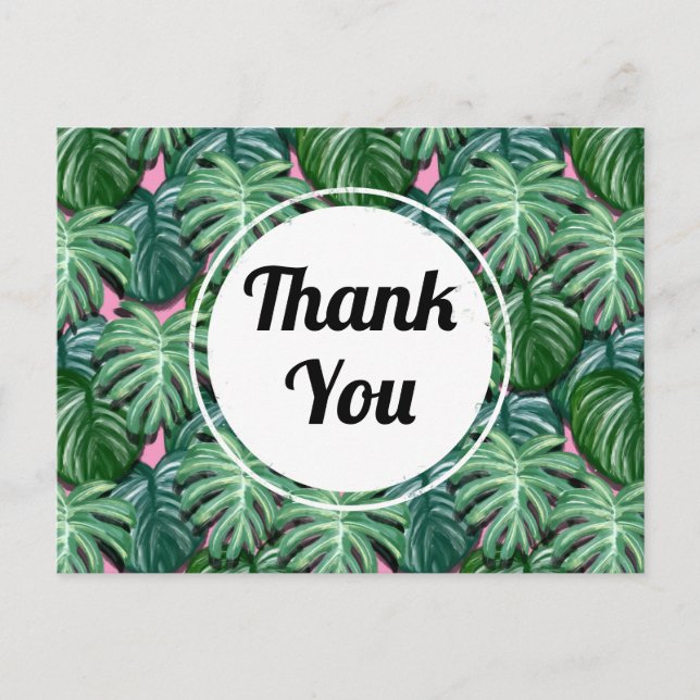 Carte Postale Exotic Green Tropical Feuille Motif Merci (Devant)