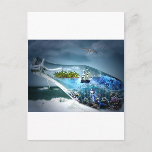 Carte Postale Expédier dans une bouteille (Devant)