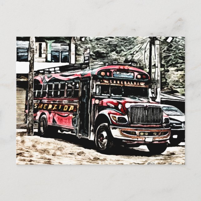 Carte Postale Expérience du bus de poulet au Guatemala (Devant)
