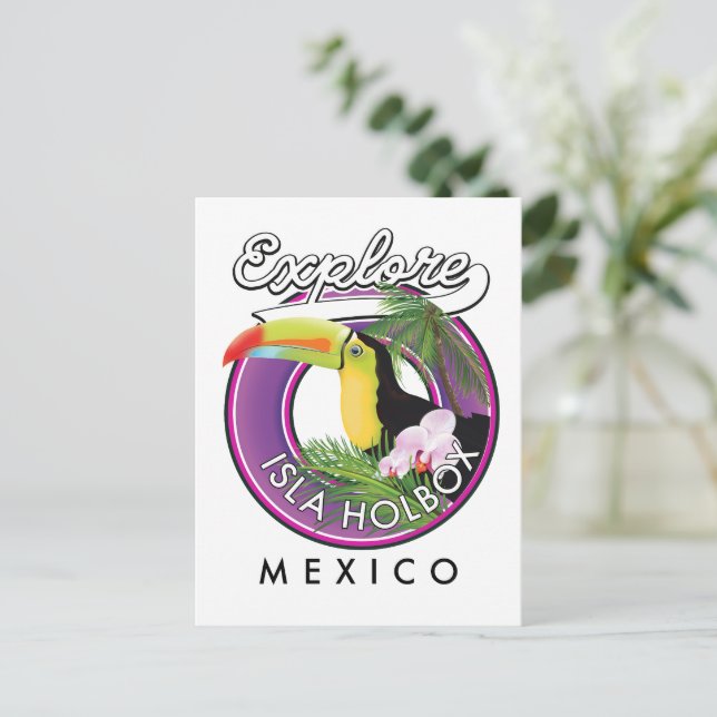 Carte Postale explorer Isla Holbox plage mexique voyage patch (Debout devant)