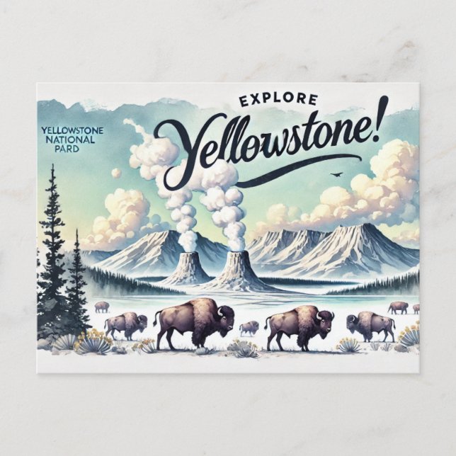Carte Postale Explorez Yellowstone (Devant)