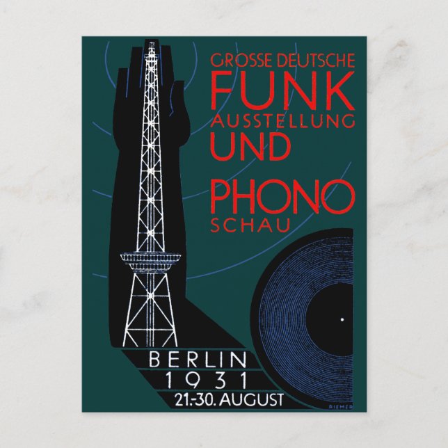 Carte Postale Exposition allemande de radio et de musique 1931 (Devant)