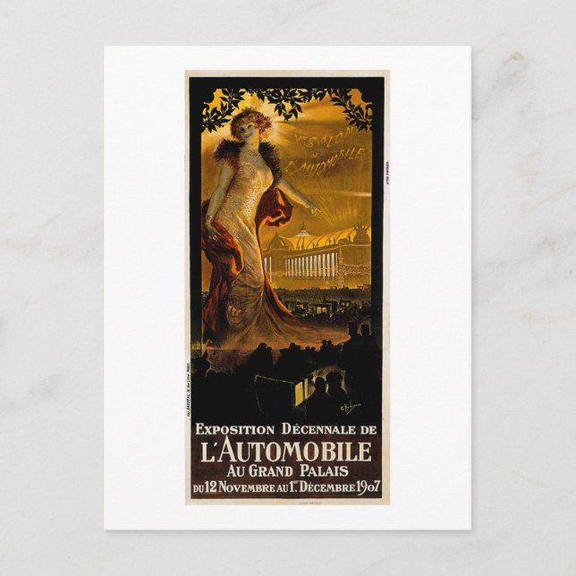 Carte Postale Exposition Decnale De L'Automobile - 1907 (Devant)