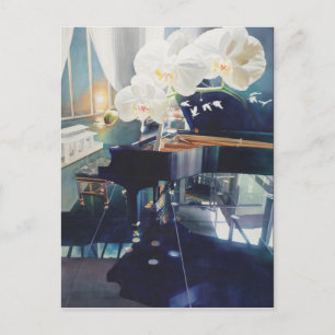 Carte Postale "Exposition Sud" Piano & Fleurs Aquarelle