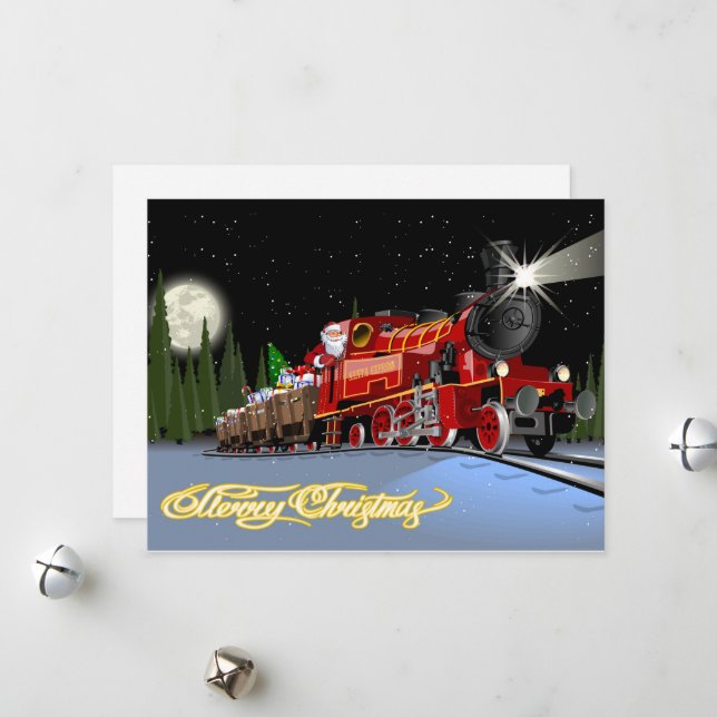 Carte postale express dessin animé Père Noël (Devant/Arrière en situation)