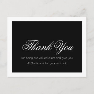 Carte Postale Extensions Lash Simple Bordure Noir Blanc Merci