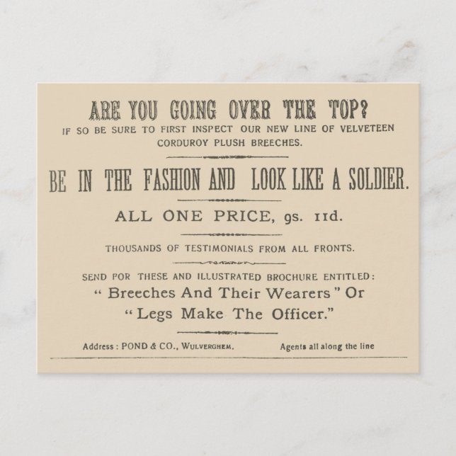 Carte Postale Extrait de télécopie du Wipers Times 1916 (Devant)