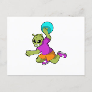 Carte Postale Extraterrestre au joueur de handball avec Handball
