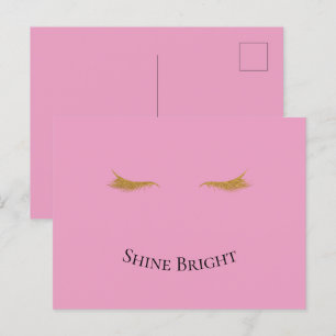 Carte Postale Eyelashes de Parties scintillant de Glam en or ros