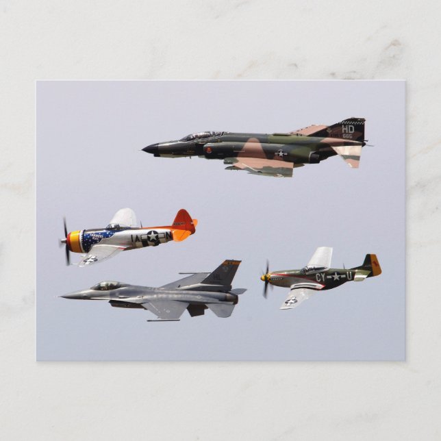 Carte Postale F-4 Phantom, P-47 Thunderbolt, F-16 Fighting Falco (Devant)