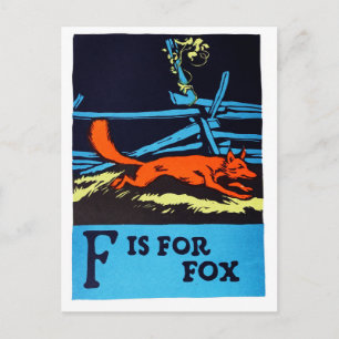 Carte Postale F est pour Fox ABC 1923 Vintage Alphabet Postcard
