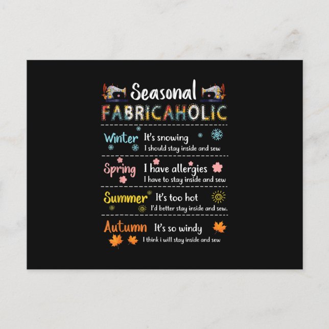 Carte Postale Fabricaholic saisonnier Hiver Printemps Été Automn (Devant)