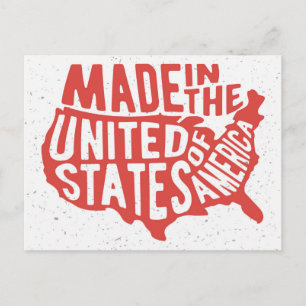 Carte Postale Fabriqué aux Etats-Unis d'Amérique Typographie