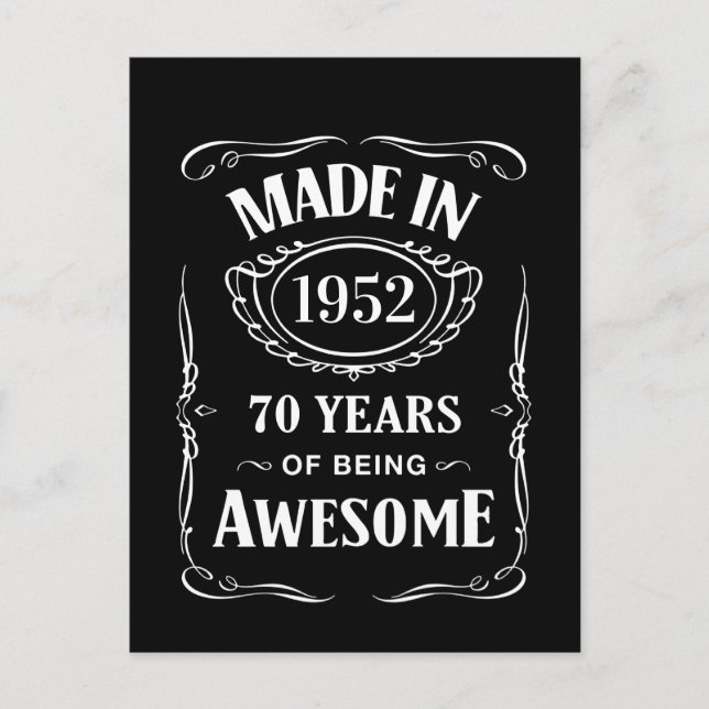 Carte Postale Fabriqué en 1952 70 ans d'être génial anniversaire (Devant)