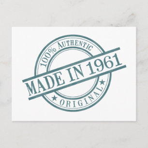 Carte Postale Fabriqué en 1961 Logo de tampon en caoutchouc rond