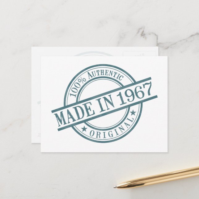 Carte Postale Fabriqué en 1967 Anniversaire en caoutchouc logo r (Devant/Arrière en situation)