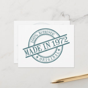 Carte Postale Fabriqué en 1972 Logo de tampon en caoutchouc rond