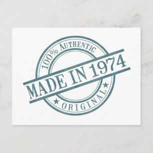 Carte Postale Fabriqué en 1974 Anniversaire en caoutchouc logo r