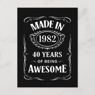 Carte Postale Fabriqué en 1982 40 ans d'être génial anniversaire
