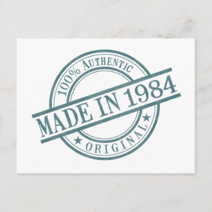 Carte Postale Fabriqué en 1984 Logo de tampon en caoutchouc rond