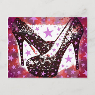 Carte Postale Fabuleux flamboyant rose violet hauts talons étoil