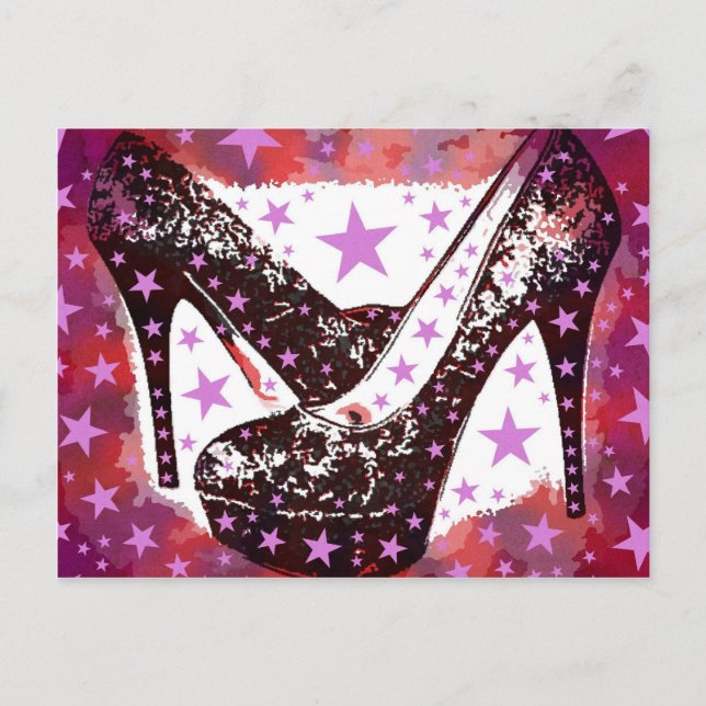 Carte Postale Fabuleux flamboyant rose violet hauts talons étoil (Devant)