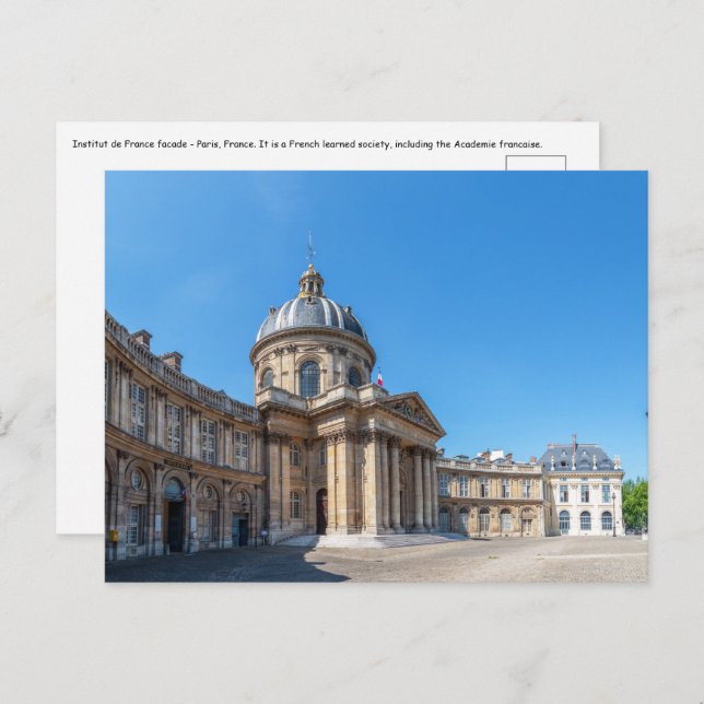 Carte Postale Façade de l'Institut de France - Paris, France (Devant / Derrière)
