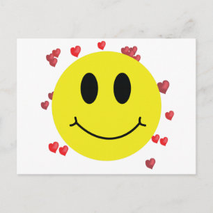 Carte Postale Face aux Coeurs rouges