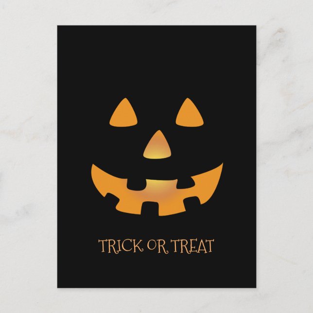 Carte Postale Face citrouille d'Halloween sur arrière - plan noi (Devant)