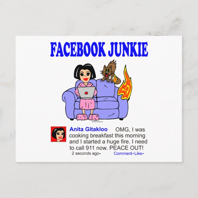CARTE POSTALE FACEBOOK JUNKIE (Devant)