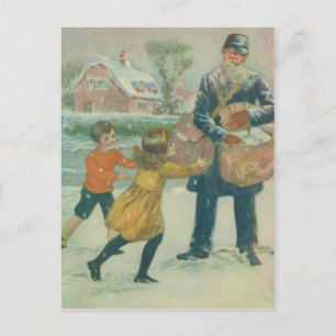 Carte Postale Facteur et enfants