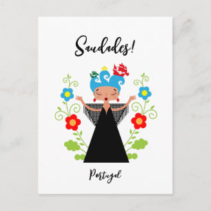 Carte Postale Fado chanteuse avec caravelle portugaise