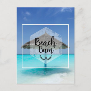 Carte Postale Fainéant de la Plage avec Parasol de Plage en Chau