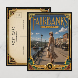 Carte Postale Fairbanks Alaska Art Déco vintage de l'âge d'or