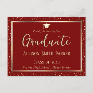 Carte Postale Faire annonce de remise des diplômes Marron et Or