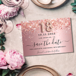 Carte Postale Faire-part 18e anniversaire blush rose parties scintillant en