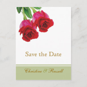 Carte Postale Faire-part 2 roses rouges font gagner la date