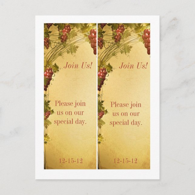 Carte Postale Faire-part 2 Vineyard Mariage Save Date Signet (Devant)