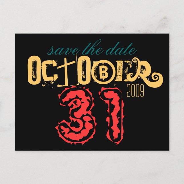 Carte Postale Faire-part 31 octobre Enregistrer la date (Devant)