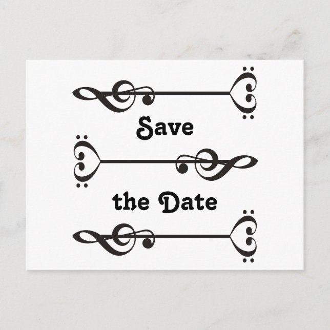 Carte Postale Faire-part 3 Flèches de musique (Devant)