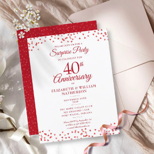 Carte Postale Faire-part 40e anniversaire de mariage Fête surprise Cœur de