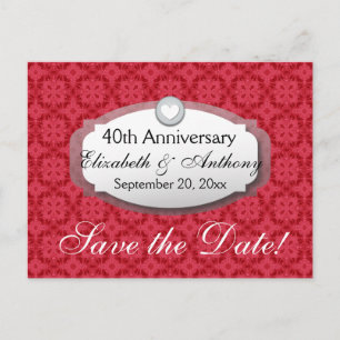 Carte Postale Faire-part 40e anniversaire de mariage Rubis Rouge Z06