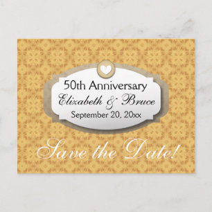 Carte Postale Faire-part 50e Anniversaire de Mariage Anniversaire Or Z05