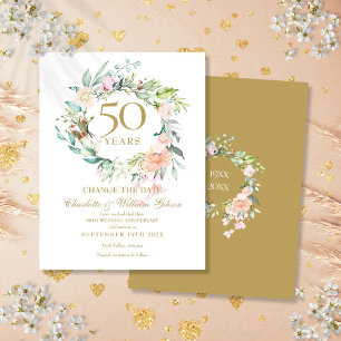 Carte Postale Faire-part 50e anniversaire de mariage Changement de date Flo