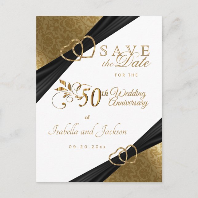 Carte Postale Faire-part 50e anniversaire de mariage - Réservez la date (Devant)