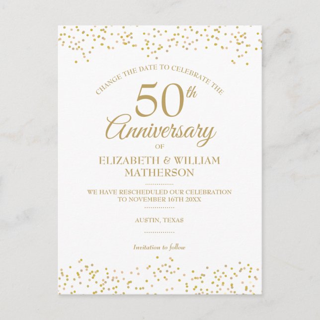 Carte Postale Faire-part 50e anniversaire du Mariage Modifier la date (Devant)