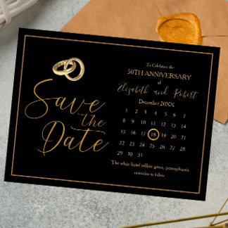 Carte Postale Faire-part 50e Anniversaire Élégant Enregistrer Le Calendrier