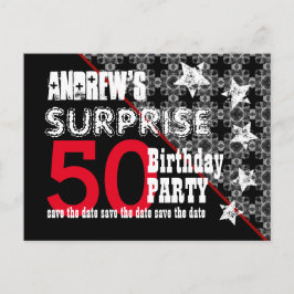 Carte Postale Faire-part 50e Anniversaire Surprise Enregistrez la Date en d